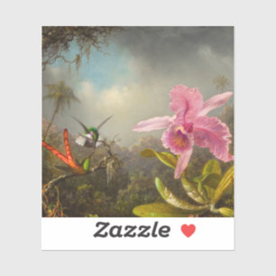 Orchidee met twee kolibries kop sticker