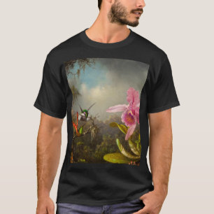 Orchidee met twee kolibries kop t-shirt