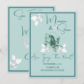 Orchidée Mint Vert & Blanc Enregistrer la carte Da (Devant / Derrière)