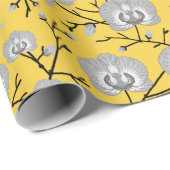 orchidee mosterdpatroon cadeaupapier (Rol Hoek)