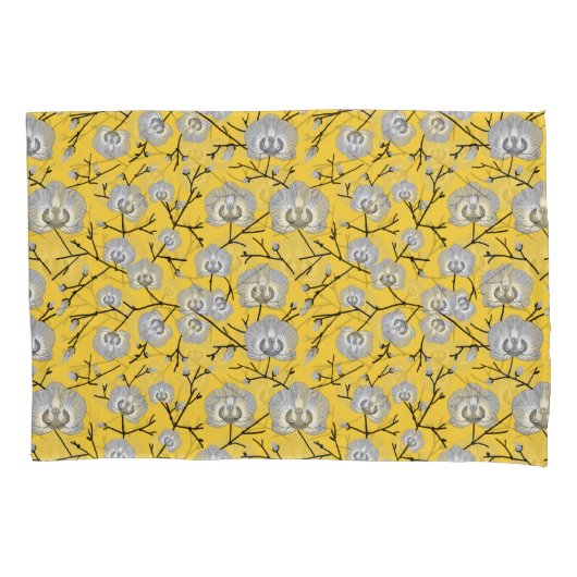 orchidee mosterdpatroon kussensloop (Voorkant)