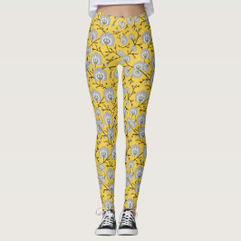 orchidee mosterdpatroon leggings