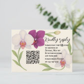 Orchidee Omhelzing QR Code RSVP Kaart (Staand voorkant)