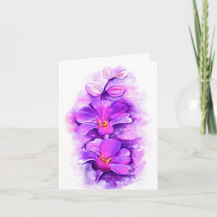 Orchidee paarse florale waterverf bedankkaart