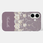 Orchidee Paarse Witte kant Bloemen Case-Mate iPhone Case (Achterkant (horizontaal))