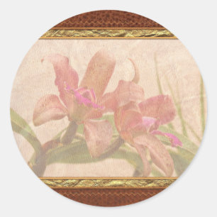 Orchidee - Rosa getikt Ronde Sticker