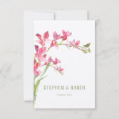 Orchidée rose Élégant Carte de remerciements de ma (Devant)