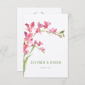 Orchidée rose Élégant Carte de remerciements de ma (Devant / Derrière)