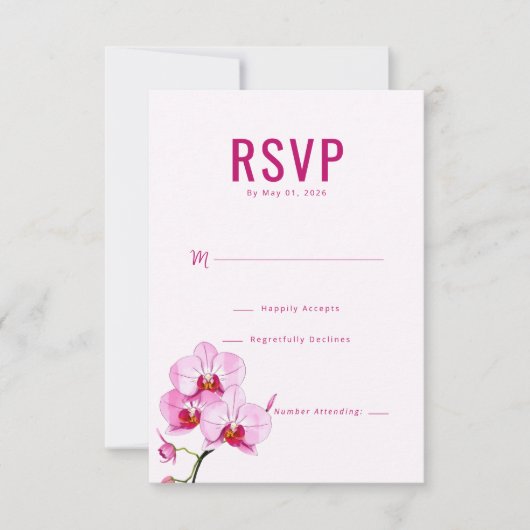 Orchidée Rose Élégante RSVP (Devant)