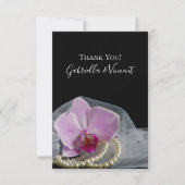 Orchidée rose et perles sur Merci Mariage noir (Devant)