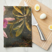 Orchidée rose et trois colibris Serviette de cuisi (Quart Plié)