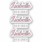 Orchidee Roze 3D Grappige Naam Bruidsmeisje   Sticker (Voorkant)