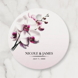 Orchidee Roze & Witte Bruiloft Bedankjes Labels