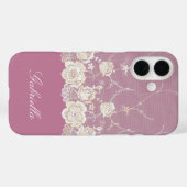 Orchidee Roze Witte Lace Bloemen Case-Mate iPhone Case (Achterkant (horizontaal))