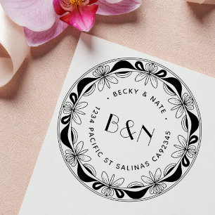 Orchidee & Strikken Houten Retouradres Stempel