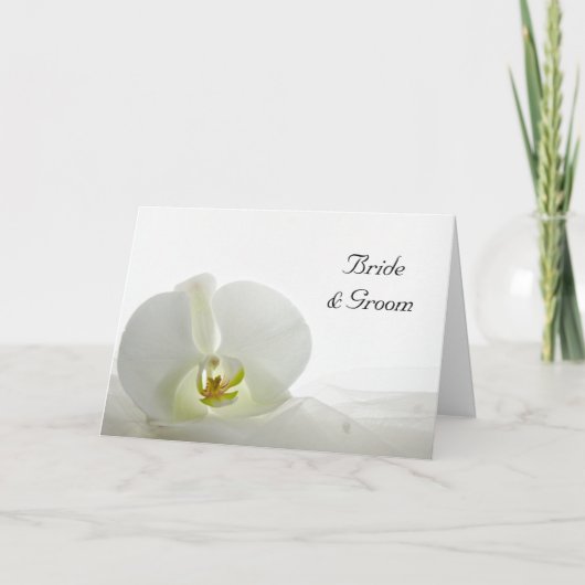 Orchidée sur carte Faire-part de mariage blanche (Devant)