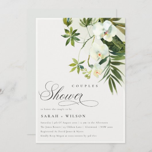 Orchidée tropicale Palm Fauna Couples Invitation d (Devant / Derrière)