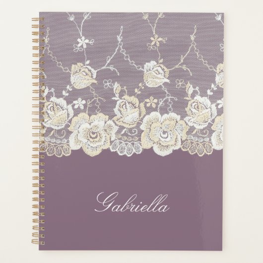 Orchidée violet blanc dentelle florale (Devant)