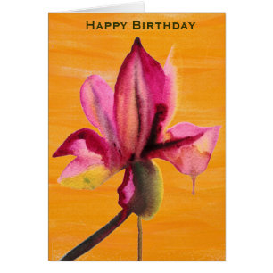 Orchidée violette aquarelle orange pop art anniver