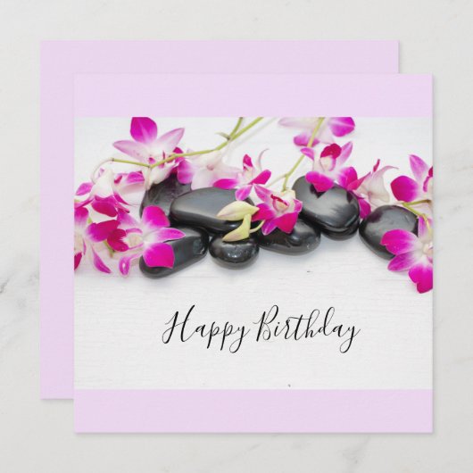 Orchidée violette avec carte d'anniversaire en pie (Devant / Derrière)