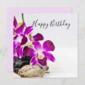 Orchidée violette avec carte d'anniversaire en pie (Devant / Derrière)