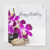 Orchidée violette avec carte d'anniversaire en pie (Devant)