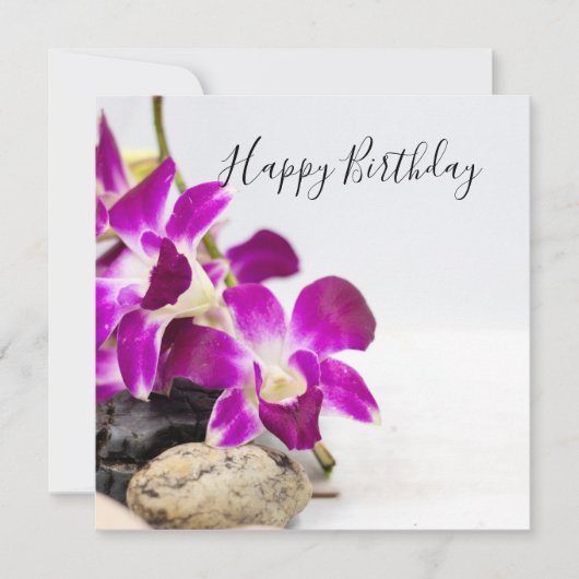 Orchidée violette avec carte d'anniversaire en pie (Devant)