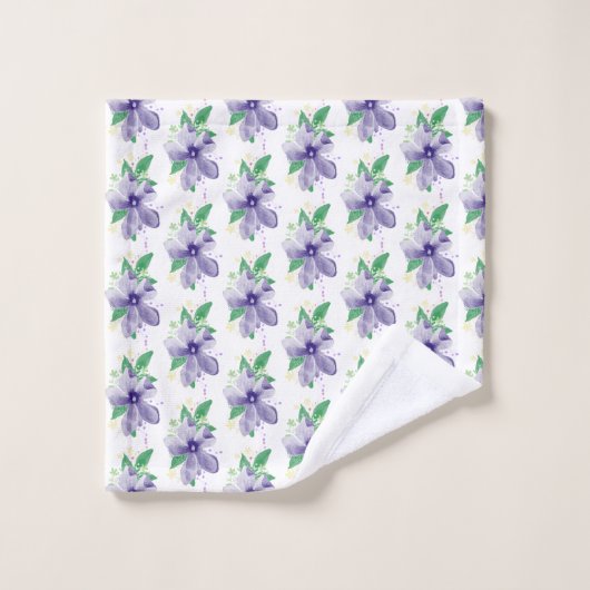 Orchidée violette florale en blanc (Gant de toilette)