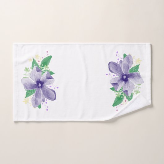 Orchidée violette florale en blanc (Serviette à main)