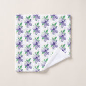 Orchidée Violette Florale Sur Fond Blanc (Gant de toilette)