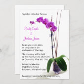 Orchidée violette rose Invitations de mariage flor (Devant / Derrière)