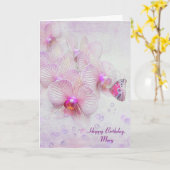 Orchidee vlinder verjaardag kaart (Gele Bloem)