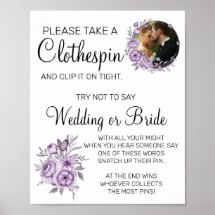 Orchidee wasknijper bruiloftsshower spelbord poster