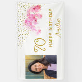 Orchidee Waterverf Gold Glitter 70e Verjaardag Fot Spandoek (Verticaal)