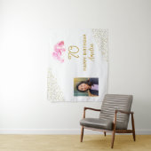 Orchidee Waterverf Gold Glitter 70e Verjaardag Fot Wandkleed (In situ)