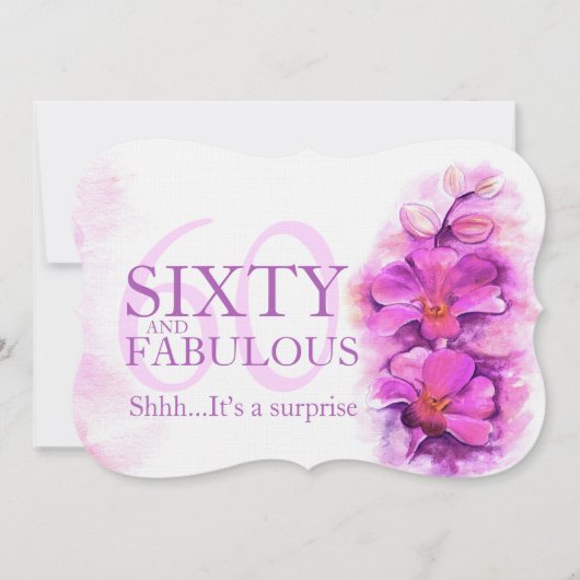 Orchidee waterverf paars 60 en geweldig kaart (Voorkant)