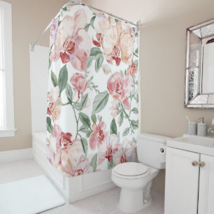 Orchidee Weide Waterverf Bloemendecor met Blozende Douchegordijn