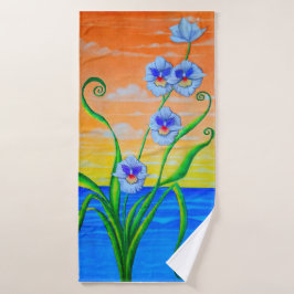 Orchidee zonsondergang badhanddoek