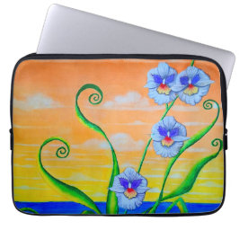 Orchidee zonsondergang laptop sleeve