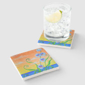 Orchidee zonsondergang stenen onderzetter (Zijkant)