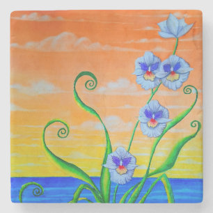 Orchidee zonsondergang stenen onderzetter