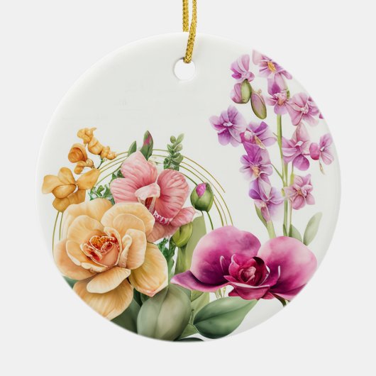 Orchideeën Blast Keramisch Ornament (Voorkant)