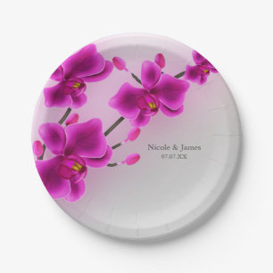 Orchideeën Bloemen Elegant Bloemige Bruiloft Papieren Bordje