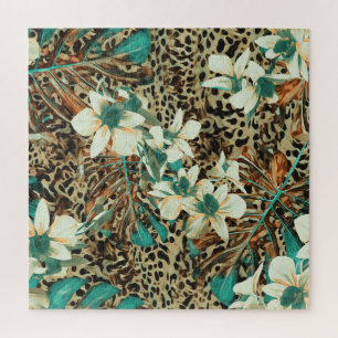 Orchideeën Bloemen Waterverf Naadloze Illustratie Legpuzzel