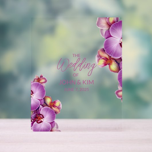 Orchideeën bruiloft acryl bord (Neutraal)