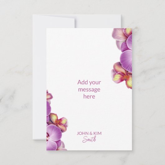 Orchideeën bruiloft bedankkaart (Achterkant)