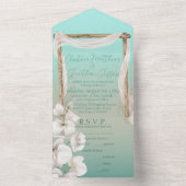 Orchideeën en Boho Arch op het strand bruiloft All In One Uitnodiging (Binnen)