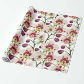 Orchideeën en Floral Cadeaupapier (Uitgerold)