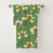 Orchideeën en kettingen, geel en geelgroen bad handdoek (Insitu)