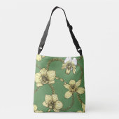 Orchideeën en kettingen, geel en geelgroen crossbody tas (Achterkant)